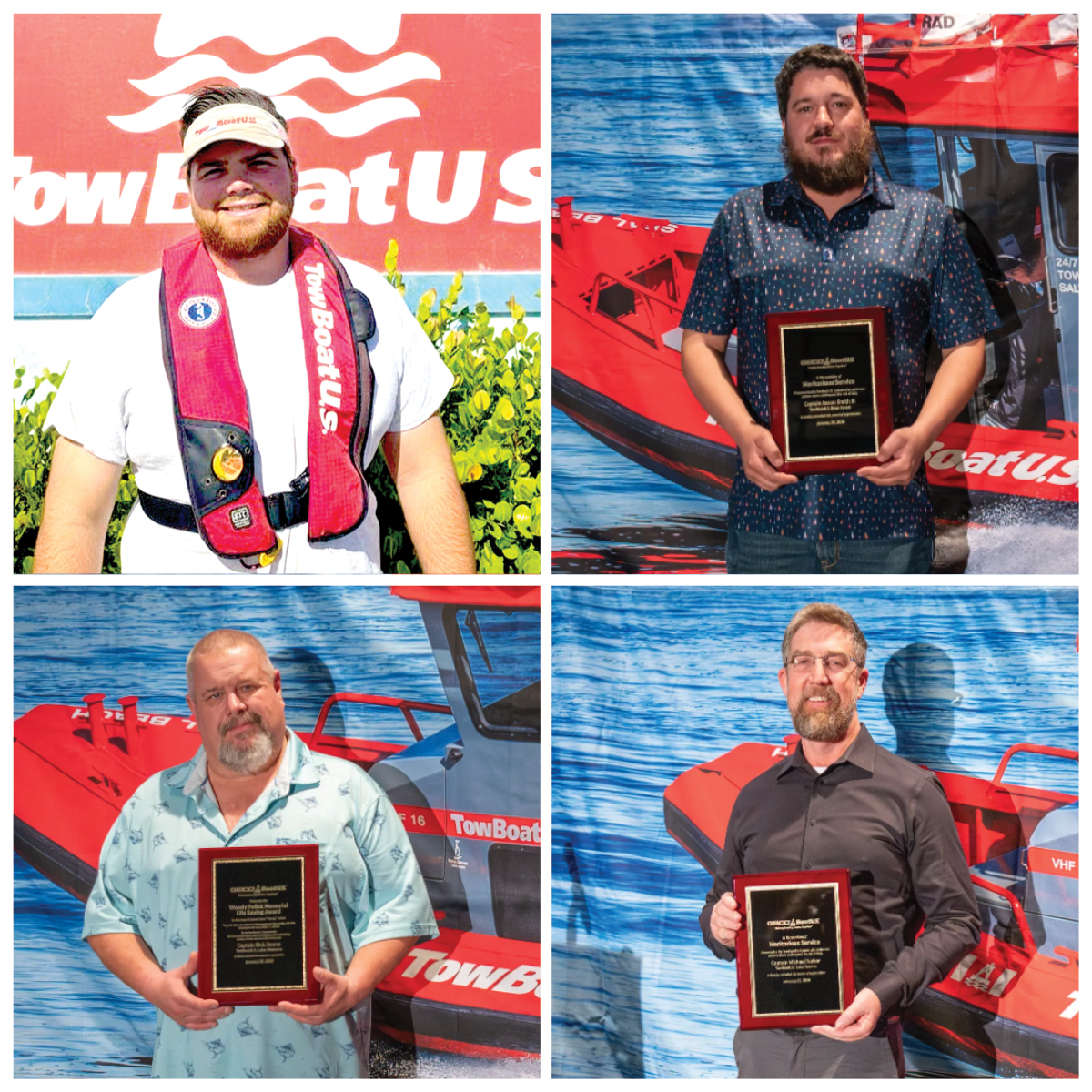 From left to right, TowBoatUS Captain Ryan Foster, TowBoatUS Captain Axson Smith III, TowBoatUS Captain Rick Boone and TowBoatUS Captain Michael Tucker